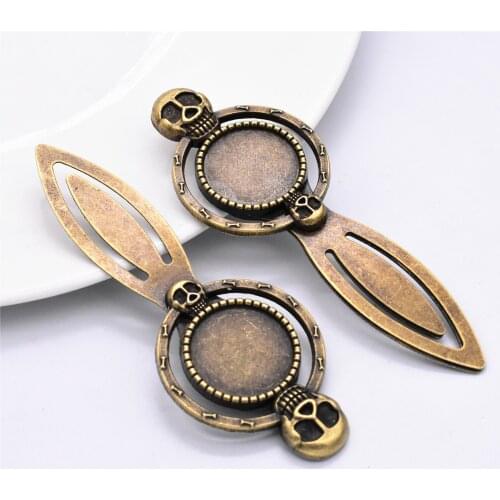 New Fashion 2pcs 18/20mm Inner Size Antique Bronze Retro Punk Style Handmade Bookmark Cabochon Base Cameo Setting