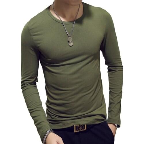 2019 New Fashion Mens T Shirts Casual Long Sleeve T-shirt Mens Solid Casual Cotton Tee Shirt Summer Clothing Plus Size 3XL