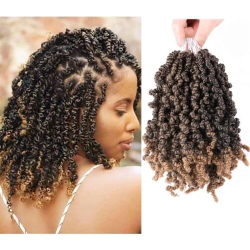 Pre-twisted Spring Twist Crochet Hair Short Curly Braids Pretwisted Passion Twists Bomb Twist Bob Pre-looped Synthetic Hair