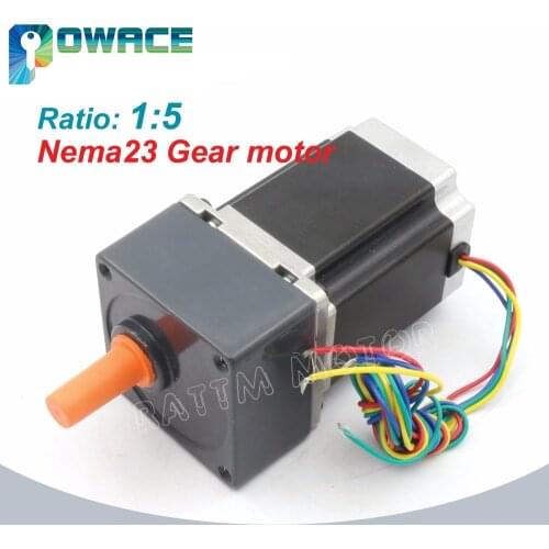 Gear Gearbox Motor 1:5 Ratio Nema23 L-76mm Stepper Motor 850oz.in 3A 4-Lead for CNC Router Engraving Machine Reduction