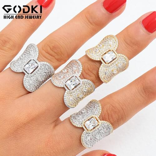 GODKI Luxury Princess Crown Bold Rings with Zirconia Stones 2020 Women Engagement Party Jewelry High Quality