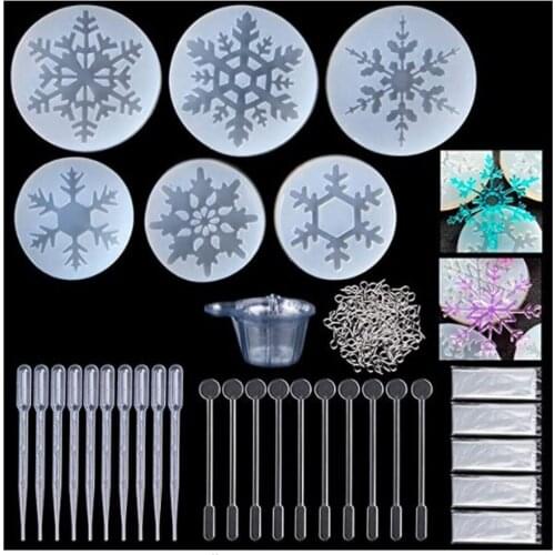 Christmas snowflake decorations UV Epoxy Resin Molds Set Jewelry making Silicone Mold UV Casting Tools Clay Resin Casting Molds