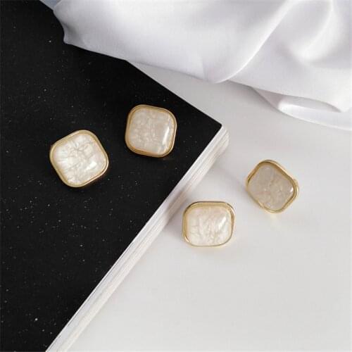 Fashion Contracted square resin stud earrings Metal geometry popular gold stud earrings Hyperbole Resin earrings women jewelry