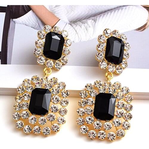 New Luxury Crystals earring High-quality Stone geometric Long Drop Earrings Fashion Trend Jewelry Accessories For Women