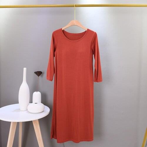 Spring Summer Night Dress Women 3/4 Sleeve Long Nightgowns Bra Padded Modal Cotton Home Wear Clothes Ladies Nightshirt M-2XL