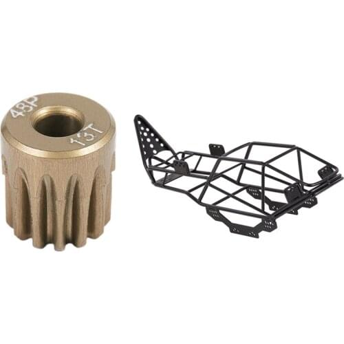 48DP 3.175Mm 13T Motor Pinion Gear & Full Tube Frame Metal Chassis Metal Body Roll Cage For Axial SCX10 90022 90027