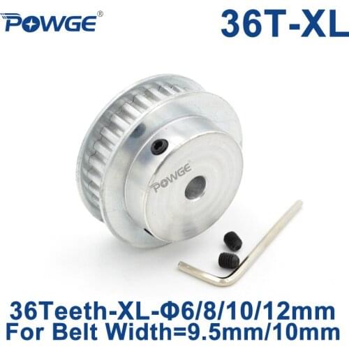 POWGE Trapezoid 36 Teeth XL Timing Synchronous pulley Bore 6/8/10/12/14/15/16/17/19/20/22/25mm for Belt width 10mm 36teeth 36T