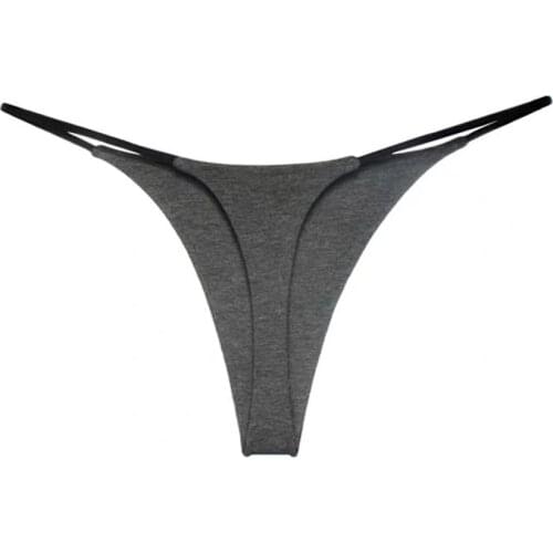 Women Sexy Bandage G String Panties Solid Color Low Waist Thin Strappy Thongs Female Cotton Bikini Underwear Mini Thong