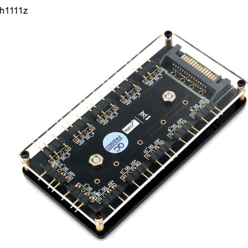 12 Way 5V RGB LED Splitter HUB with PMMA Case and Magnetic standoff SATA 15-Pin Power Supply for ASUS/MSI 5V 3pin LED Controller