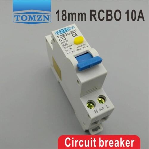 TOB3L-32F 18MM RCBO 10A 1P+N 6KA Residual current Circuit breaker with over current and Leakage protection