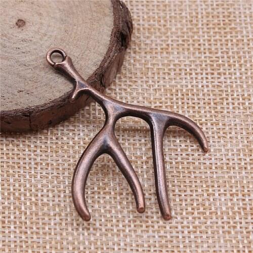 WYSIWYG 10pcs Moose Antlers Pendant Charms Diy Jewelry Making Jewelry Finding Antique Copper Color 40x50mm