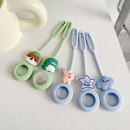 Protect Cover For Airtag Cute Cartoon Pendant Anime Silicone Sleeve For Apple Locator Tracker Anti-lost Case Keyring Accessories