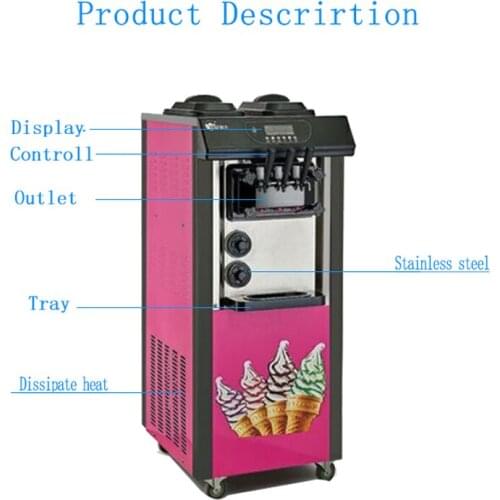 Factory 20-25L floor standing 3 flavors soft service ice cream mixer machine with CE certification