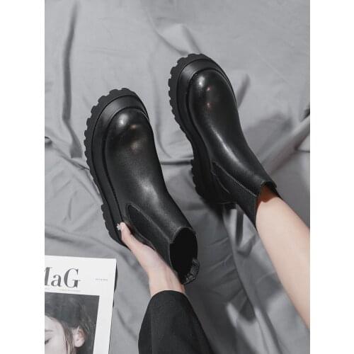 2020 new plus velvet heightening short-tube Chelsea boots platform boots women boots Martin boots womens short boots