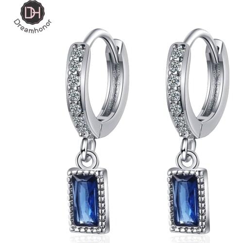 Fashion 925 Silver Korean Small Fresh Sweet Blue With Zirconium Diamonds Short Earrings Jewelry