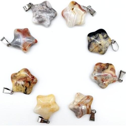 1pcs Yellow marble natural stone quartz crystal pentagram star necklace pendant for Jewelry