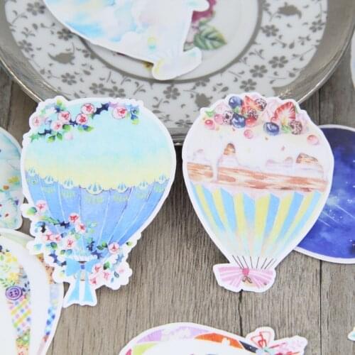 10pcs Beautiful Watercolor Big Hot Air Balloon Scrapbooking Stickers DIY Craft Decorative Stationery for Luggage Suitcase Laptop