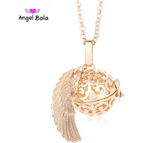 10Pcs Wholesale Luxurious DIY Angel Wings Pendant Jewelry Maternity Ball Copper Cage Angel Bola Necklace Women Jewelry L121