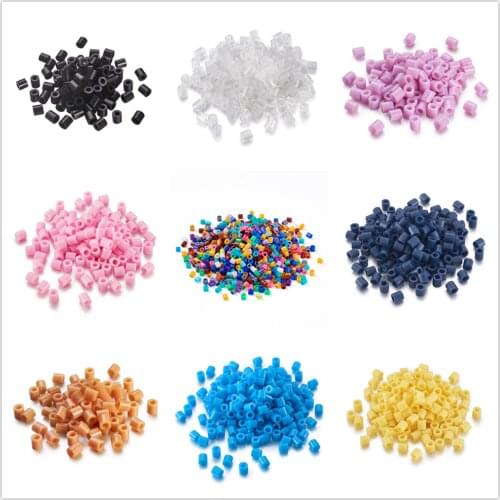 1000pcs 5x5mm Tube Mixed Color PE Fuse Beads DIY Melty Beads with 3mm Hole (Small Quantity)