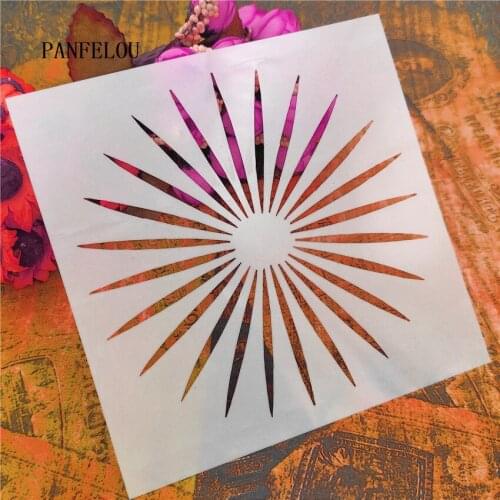 13*13cm Hote Sale sun Flowers scrapbook stencils spray plastic mold shield DIY cake hollow Embellishment printing lace ruler