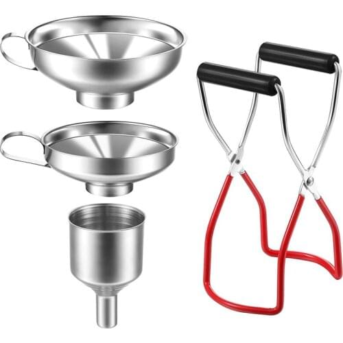 4 Pieces Canning Funnel and Can Lifter Set Small Funnel Kitchen Can Funnel Suitable for All Kinds Of Cans