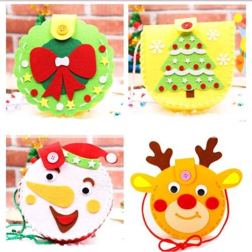 4PCS/Lot Handmade felt christmas gifts bag craft kits Kids creative non-woven toys Party favor sewing toys DIY Xmas crafts