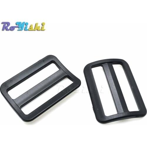 500pcs/pack 55mm Plastic Tri-Glide Slider Adjustable Buckle Black for Backpack Straps Webbing