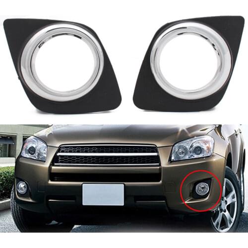 Car Front Lower Bumper Fog Light Lamp Cover Trim Holder for Toyota RAV4 2009-2013 Black Molding Bezel Foglamp Ring