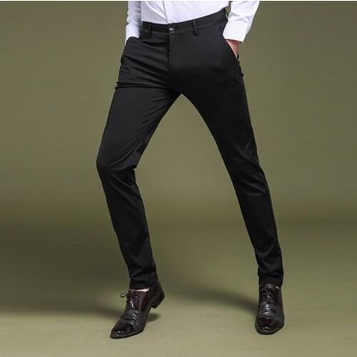 Mens Casual Pants Summer Youth Business Mens Slim Mid-Waist Mens Trousers Non-Iron Stretch Trousers d88