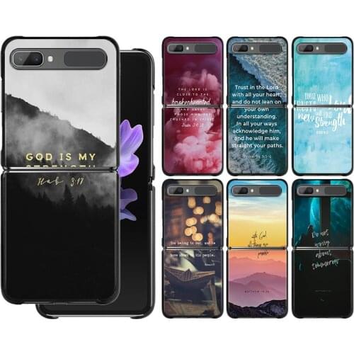 Phone Case For Samsung Galaxy Z Flip3 z flip 3 5G PC Cases for Samsung Z Flip Cover Black Shell Hard Fundas Bible Verse