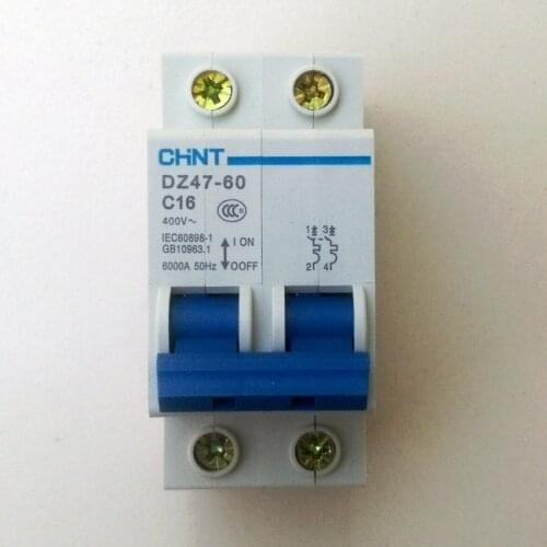 CHINT DZ47-60 AC230/400V 2P 16A Rated Current 2 Pole Miniature Circuit Breaker