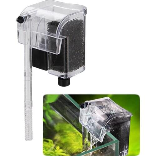 Aquarium Waterfall Filter External Hang-On Power Oxygen Pump With Biochemical Cotton Filter for Fish Tank 5-25 Gallon 130L/H