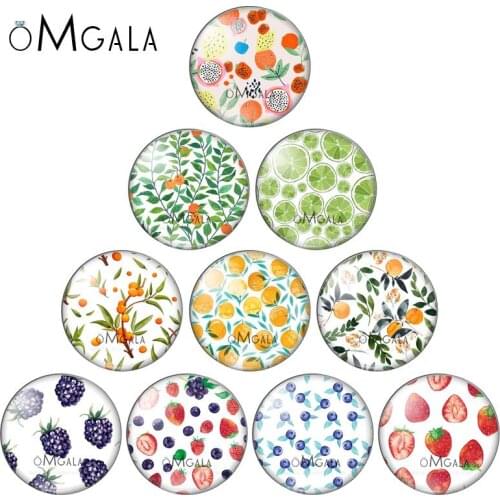 Fruit Pineapple Kiwi Grape 10pcs mixed 10mm/12mm/14mm/16mm/18mm/20mm Round photo glass cabochon demo flat back Making findings