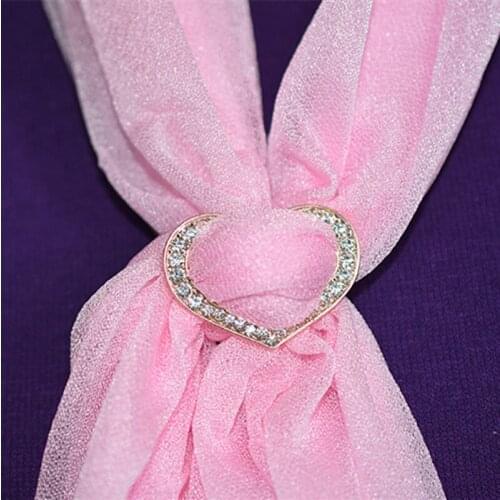 Hot New Fashion Jewelry Brooch Crystal Rhinestone Heart Brooch H Scarf Pins Brooches For Women Pretty Gifts