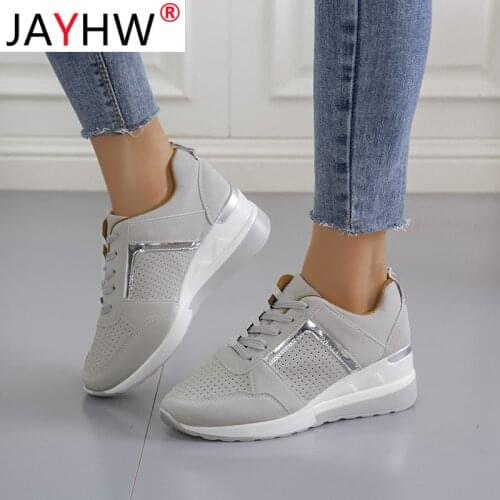 JAYHW Women Causal Shoes Pring Brand Spring Designer Wedges White Sneakers Platform Tenis Feminino Trainers Female Walking Shoes