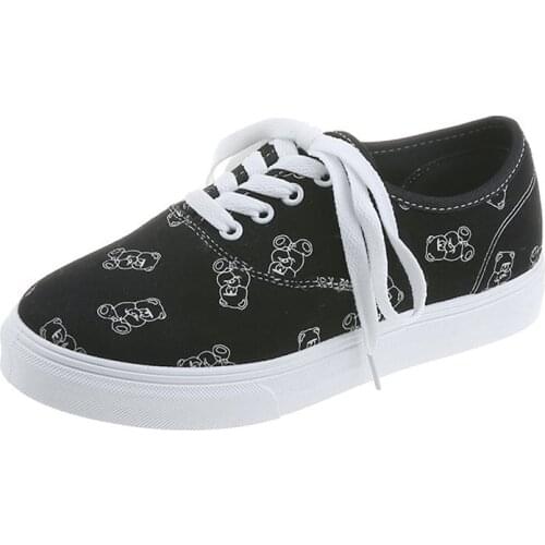 Women Casual Canvas Shoes High Quality Fashion Outdoor Girl Printing Little Bear Animal Sneakers Female De Mujer Tenis Feminino
