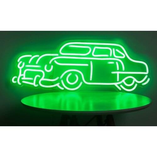 CLASSIC CAR Neon Sign Green Neon Light Cool LED Neon Light Children Kids Gift Decoration for Garage Bedroom Bar Store Pub