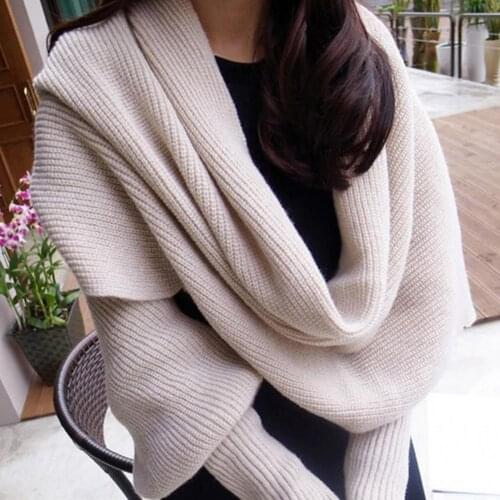 Lightweight Sleeve Wrap Sweater Scarf Ultra Long Imitation Cashmere Skin-friendly Comfy Knitted Warm Women Shawl for Home