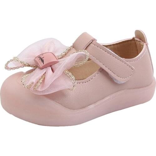 Girls Baby Small Leather Shoes 2021 Summer New Childrens Toes-capped Bowknot Rhinestone Toddler Shoes Soft Sole Beach Flats Hot