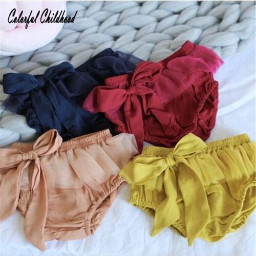 Adorable little kids shorts summer bowknot design boy/girls shorts cotton thin toddler underwear 0-24m