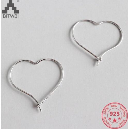 S925 sterling silver fashion personality handmade simple minimalist hollow heart-shaped earrings