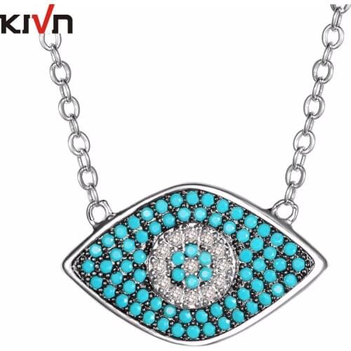 KIVN Fashion Jewelry Turkish Blue eye CZ Cubic Zirconia Womens Girls Bridal Wedding Pendants Necklaces Birthday Christmas Gifts