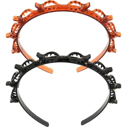 Fashion Plastic Headband Double Layer Bands Clip Hairbands Womens Headwear Hair Accessories Double Band Hairpin Hair clip