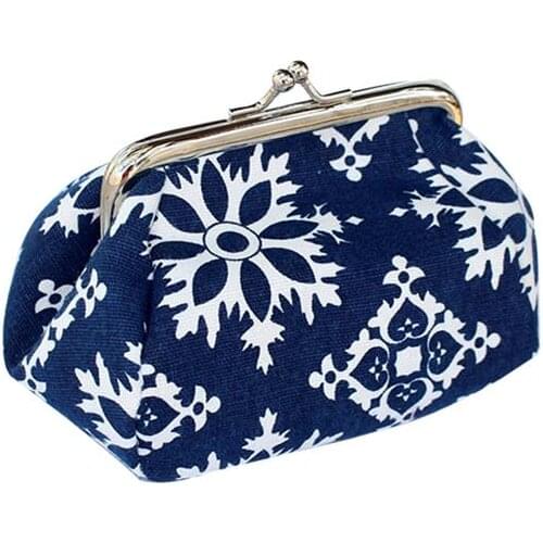 Fashion Ethnic Style Printed Handmade Cotton Women Coin Purse Solid Color Clasp Closure Change Purse Coin Wallet Dropshipping