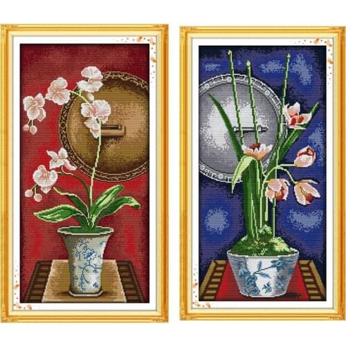 Orchid Patterns Counted Cross Stitch 11CT 14CT Cross Stitch Set Wholesale flower Cross-stitch Kit Embroidery Needlework