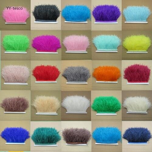 New! Wholesale high quality 10 meters ostrich feather ribbon, feather length 8-10cm / DIY clothing accessories