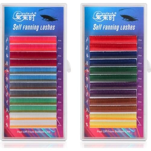 New Arrival Colorful Easy Fanning Volume Eyelashes Extension Auto Flowering Rapid Blooming Fans Lashes Fast Delivery