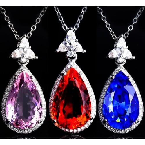 New Trend Luxury Necklace Exquisite Water Drop Pendant Inlay AAA Cubic Zirconia S925 Silvery Jewelry For Women Wedding Christmas
