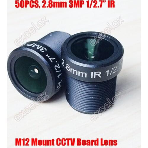 Wholesale 50PCS/Lot 3MP 1/2.7" 2.8mm 120 Degrees Wide Angle View IR CCTV Fixed Board Lens M12 MTV Mount for Analog IP Camera