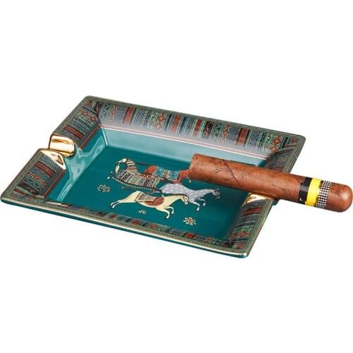 Hot Cigar Ashtray Ceramic Simple Large Home Living Room Decoration Ashtray Holder Double Slot Desktop Gifts for Father